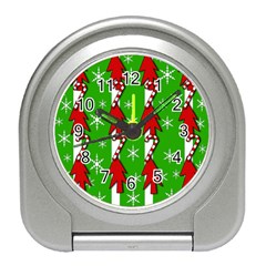 Christmas Pattern - Green Travel Alarm Clocks by Valentinaart