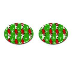 Christmas Pattern - Green Cufflinks (oval) by Valentinaart