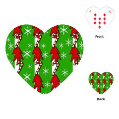 Christmas Pattern - Green Playing Cards (heart)  by Valentinaart