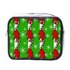 Christmas Pattern - Green Mini Toiletries Bags by Valentinaart