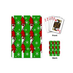 Christmas Pattern - Green Playing Cards (mini)  by Valentinaart