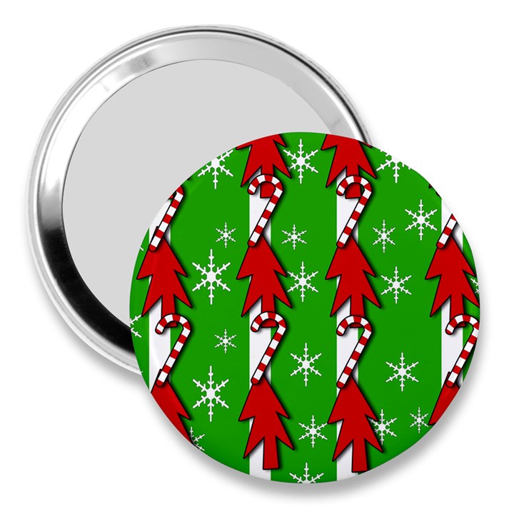 Christmas pattern - green 3  Handbag Mirrors