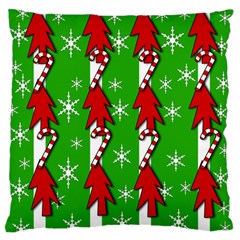 Christmas Pattern - Green Large Flano Cushion Case (one Side) by Valentinaart