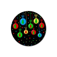 Christmas Balls Rubber Coaster (round)  by Valentinaart