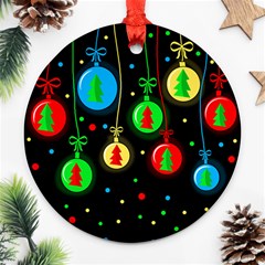 Christmas Balls Round Ornament (two Sides)  by Valentinaart