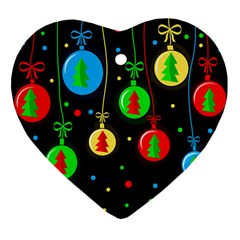 Christmas Balls Heart Ornament (2 Sides) by Valentinaart