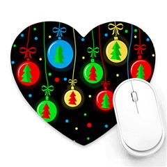 Christmas Balls Heart Mousepads by Valentinaart