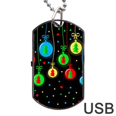 Christmas Balls Dog Tag Usb Flash (one Side) by Valentinaart