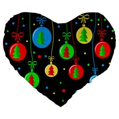 Christmas Balls Large 19  Premium Flano Heart Shape Cushions by Valentinaart