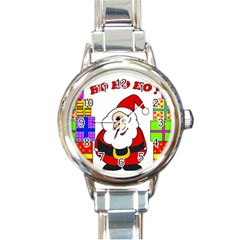 Santa Claus Pattern - Transparent Round Italian Charm Watch