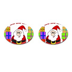 Santa Claus Pattern - Transparent Cufflinks (oval) by Valentinaart