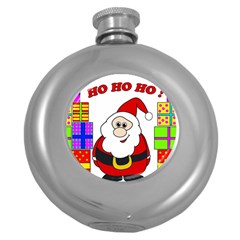 Santa Claus Pattern - Transparent Round Hip Flask (5 Oz) by Valentinaart