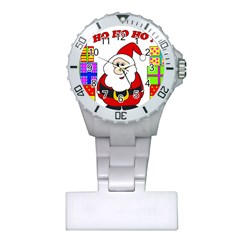 Santa Claus Pattern - Transparent Plastic Nurses Watch by Valentinaart