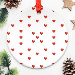 Cute Hearts Motif Pattern Ornament (round)  by dflcprints