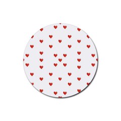 Cute Hearts Motif Pattern Rubber Round Coaster (4 Pack)  by dflcprints