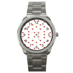 Cute Hearts Motif Pattern Sport Metal Watch by dflcprints