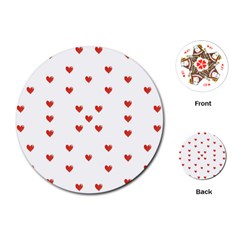 Cute Hearts Motif Pattern Playing Cards (round) 