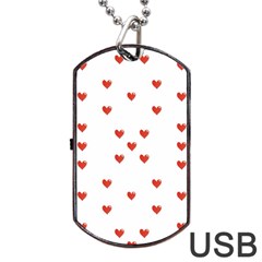 Cute Hearts Motif Pattern Dog Tag Usb Flash (one Side)