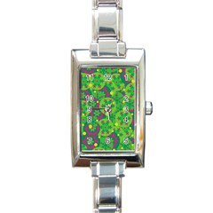 Christmas Decor - Green Rectangle Italian Charm Watch by Valentinaart