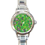 Christmas decor - green Round Italian Charm Watch Front