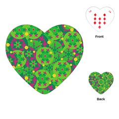 Christmas Decor - Green Playing Cards (heart)  by Valentinaart