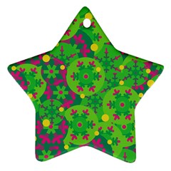 Christmas Decor - Green Star Ornament (two Sides)  by Valentinaart