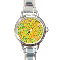 Christmas Decor - Yellow Round Italian Charm Watch by Valentinaart