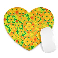 Christmas Decor - Yellow Heart Mousepads by Valentinaart