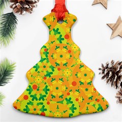 Christmas Decor - Yellow Ornament (christmas Tree) by Valentinaart