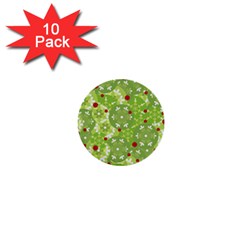 Green Christmas Decor 1  Mini Buttons (10 Pack)  by Valentinaart