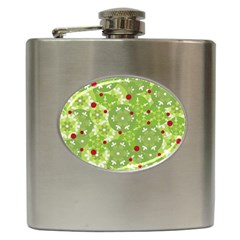 Green Christmas Decor Hip Flask (6 Oz) by Valentinaart