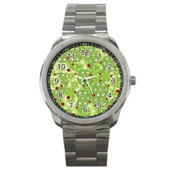 Green Christmas Decor Sport Metal Watch by Valentinaart