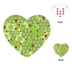 Green Christmas Decor Playing Cards (heart)  by Valentinaart