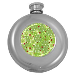 Green Christmas Decor Round Hip Flask (5 Oz) by Valentinaart