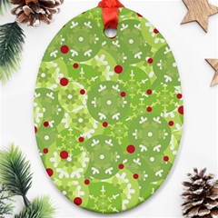 Green Christmas Decor Oval Ornament (two Sides) by Valentinaart