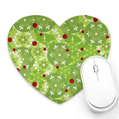 Green Christmas Decor Heart Mousepads by Valentinaart