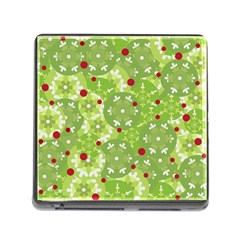 Green Christmas Decor Memory Card Reader (square) by Valentinaart