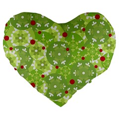 Green Christmas Decor Large 19  Premium Heart Shape Cushions by Valentinaart