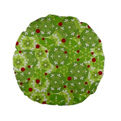 Green Christmas Decor Standard 15  Premium Flano Round Cushions by Valentinaart