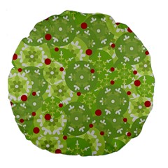 Green Christmas Decor Large 18  Premium Flano Round Cushions