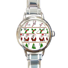 Christmas Pattern Round Italian Charm Watch by Valentinaart