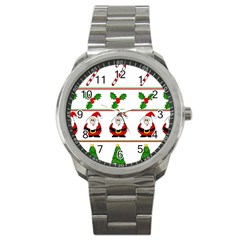 Christmas Pattern Sport Metal Watch by Valentinaart