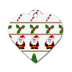 Christmas Pattern Dog Tag Heart (one Side) by Valentinaart