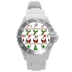 Christmas Pattern Round Plastic Sport Watch (l) by Valentinaart