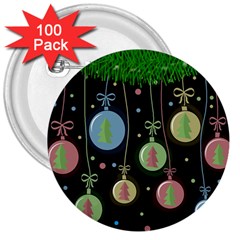 Christmas Balls - Pastel 3  Buttons (100 Pack) 