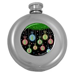 Christmas Balls - Pastel Round Hip Flask (5 Oz) by Valentinaart