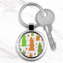 Christmas Design - Green And Orange Key Chains (round)  by Valentinaart