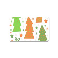 Christmas Design - Green And Orange Magnet (name Card) by Valentinaart