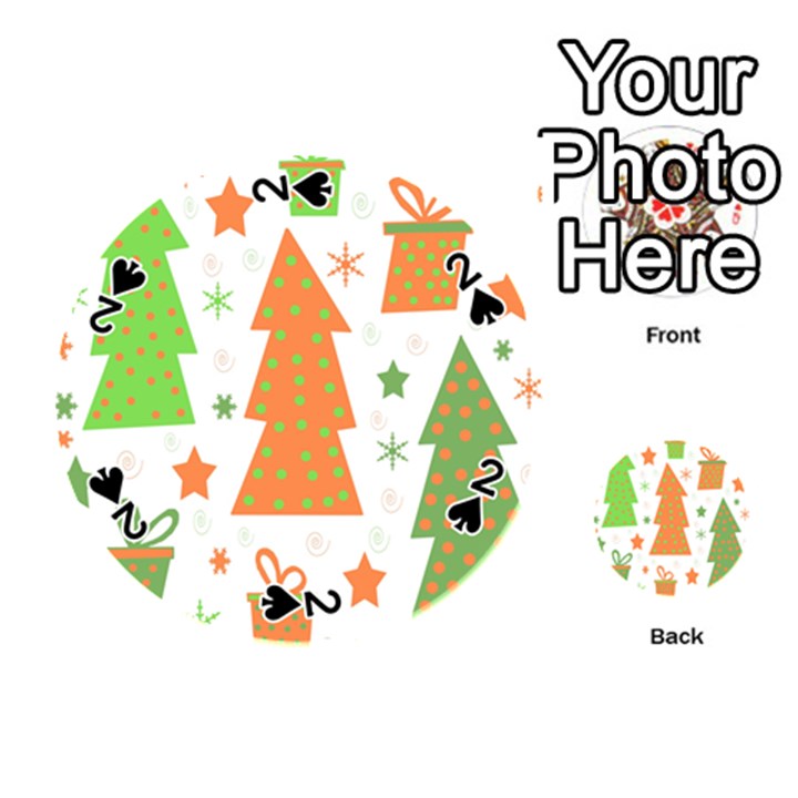 Christmas design - green and orange Playing Cards 54 (Round) 