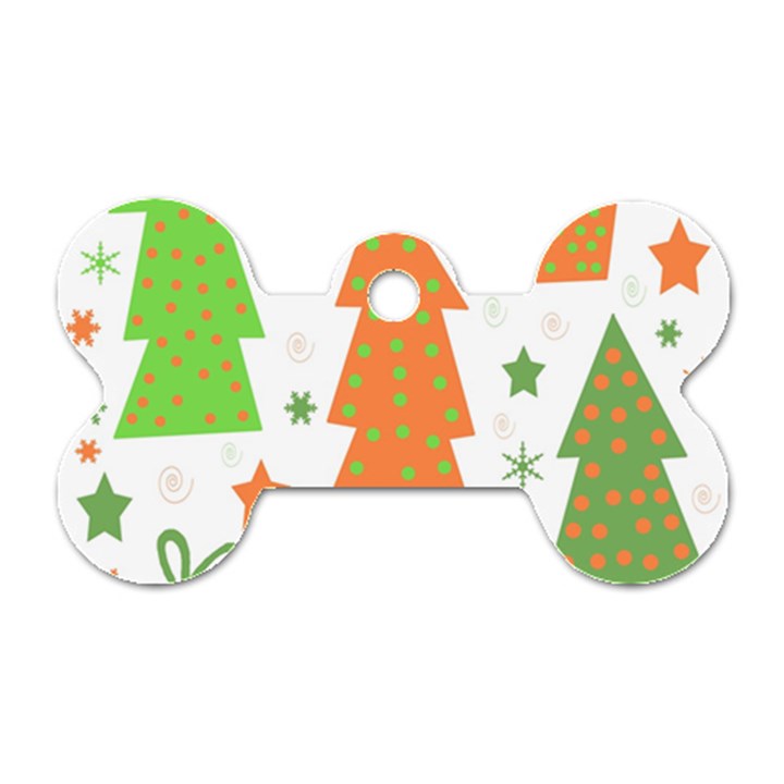 Christmas design - green and orange Dog Tag Bone (Two Sides)